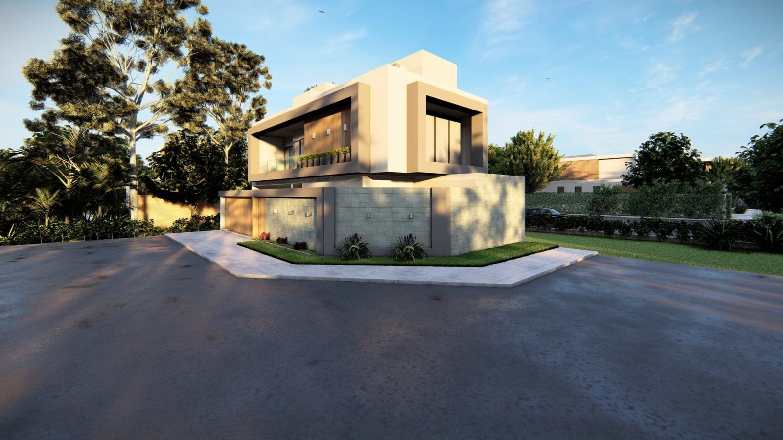 Render de fachada de moradia unifamiliar
