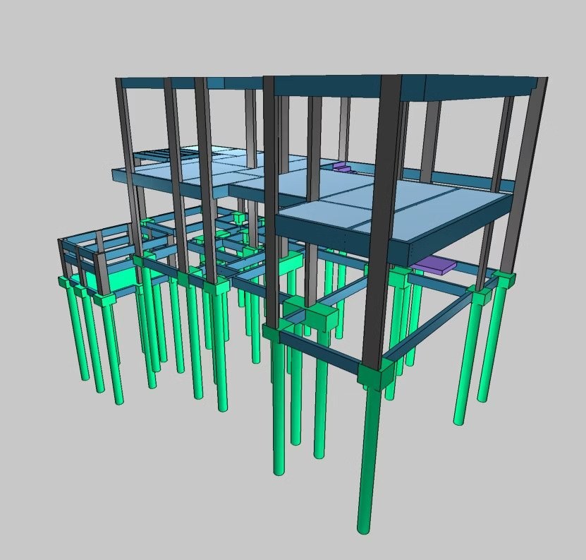 Modelação 3D de estrutura em concreto armado sobre estacas